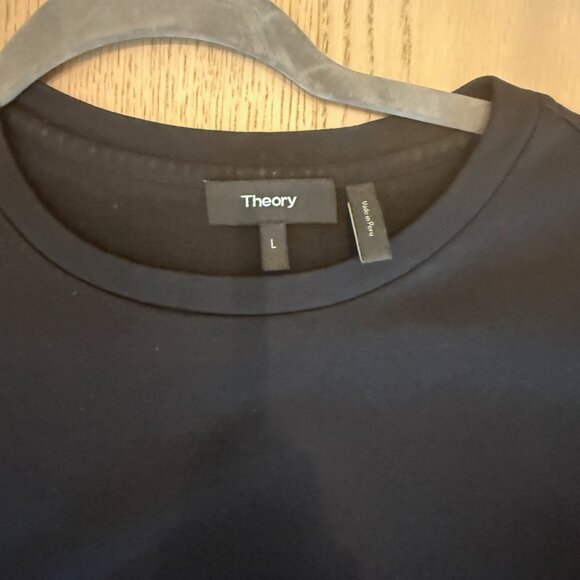 Theory Clinton Knit Black Side Drape, short sleeved, T Shirt Dress, Sz L, VGUC - Picture 2 of 6